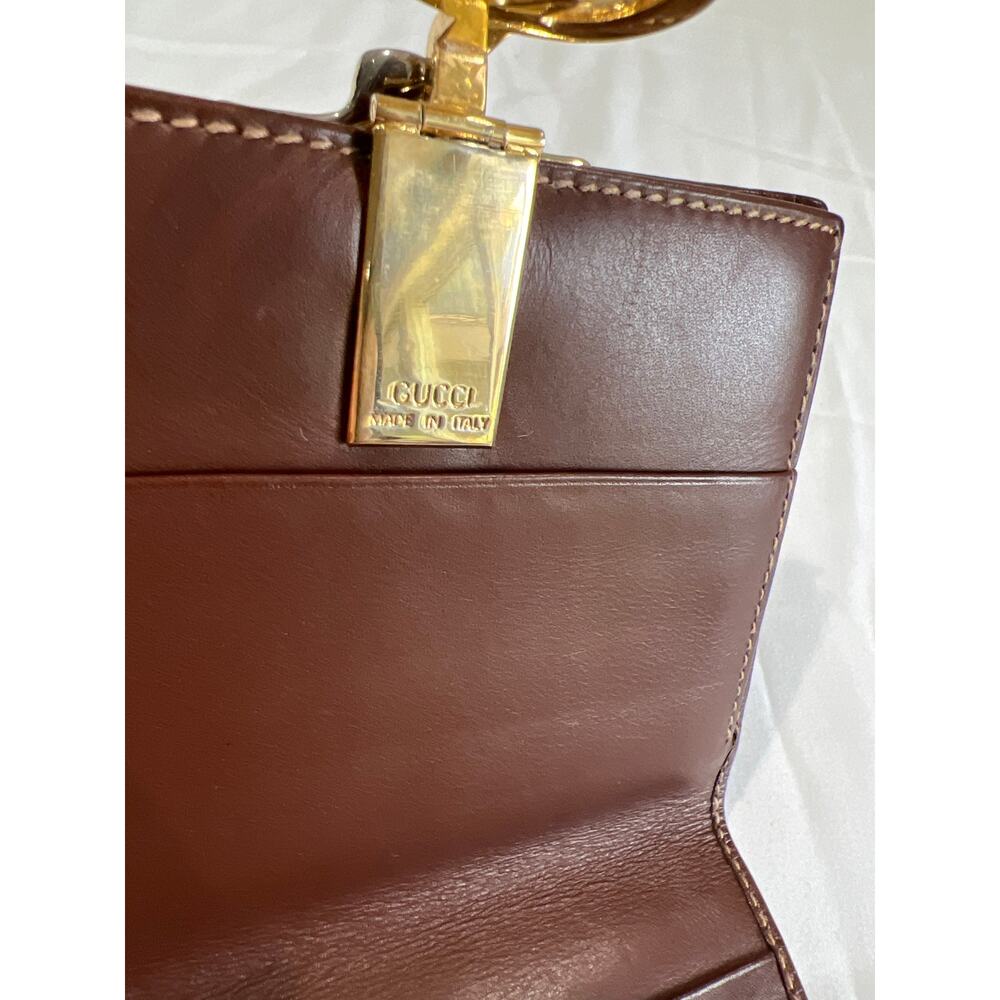 Gucci GG Leather Bifold Wallet with Kisslock Coin Pouch Vintage 80s Cash & Cards - Picture 7 of 11
